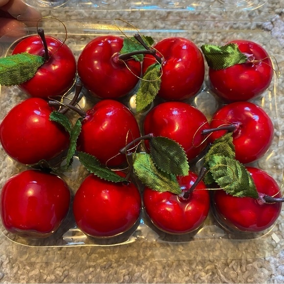 Vintage Red Apple Christmas Ornament Lot Bundle Red 12 - Picture 4 of 4